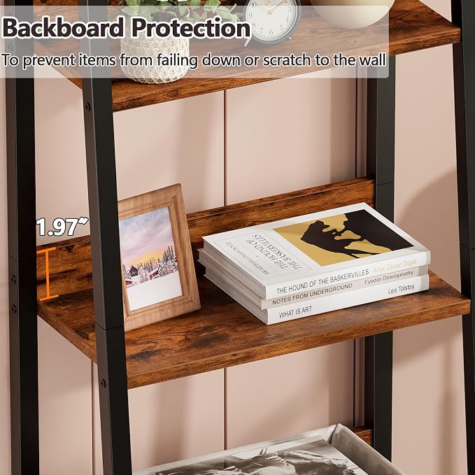Furologee 5-Tier Ladder Shelf, Ladder Bookshelf - Image 7