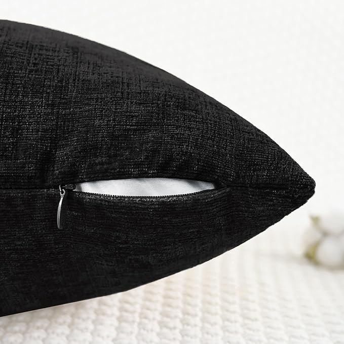 CaliTime Decorative Couch Throw Pillow Covers 18 X 18 Inches Black | Pack of 4 - Image 3