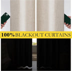 NICETOWN Natural Linen 100% Blackout Short Curtains 48 inches 2 Panels | - Image 4