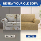 Stretch Couch Covers for Sofa, 3 Cushion Couch Slipcover, Tan | 1-Piece - Image 7