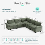 LINSY HOME Modular Sectional Sofa, 5-Seat Corduroy Modern Cloud Couch - Image 2