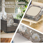 CALBODE 8Pcs Stretch Patio Cushion Cover, Vintage Floral Printed Couch & Sofa - Image 5