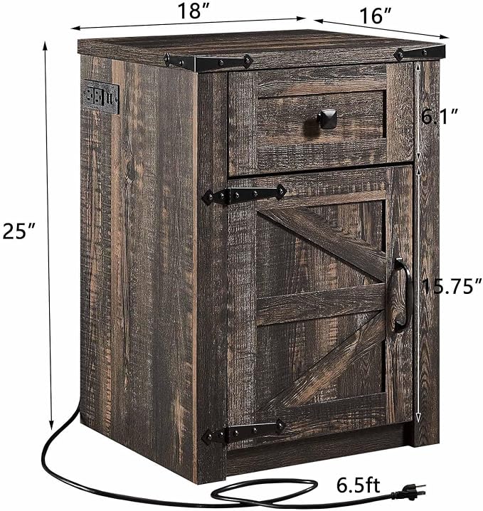 SOOWERY Nightstands Set of 2, Nightstand - Image 3