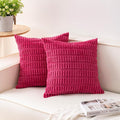 Pack of 2 Corduroy Decorative Throw Pillow Covers 24x24 Inch, Rose Red | Fall by Unknown