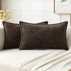 MIULEE Decorative Lumbar Throw Pillow Covers 12x20 Inch Dark Brown 2 Pack | by MIULEE
