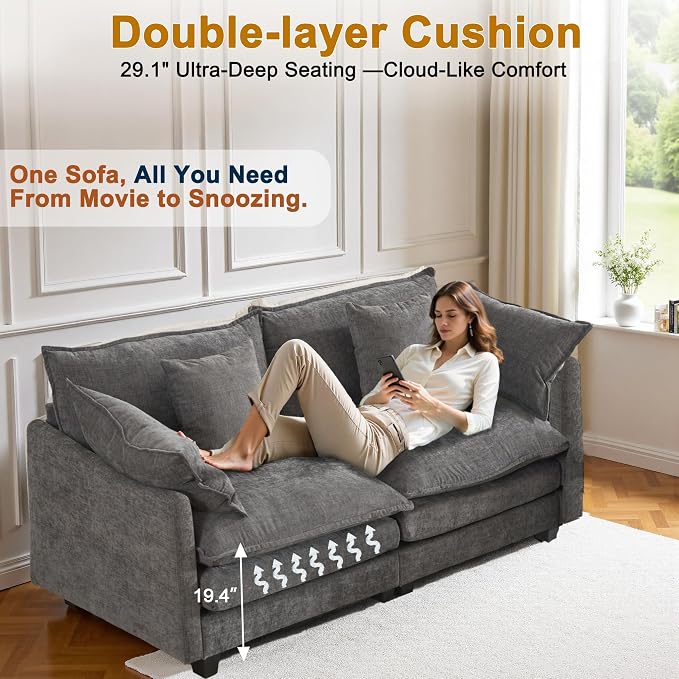 77" Cloud Chenille Sofa Set - Image 5