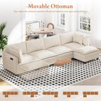 Vesgantti 143" L Shaped Modular Sectional Sofa, Comfy Corduroy Upholstered - Image 6