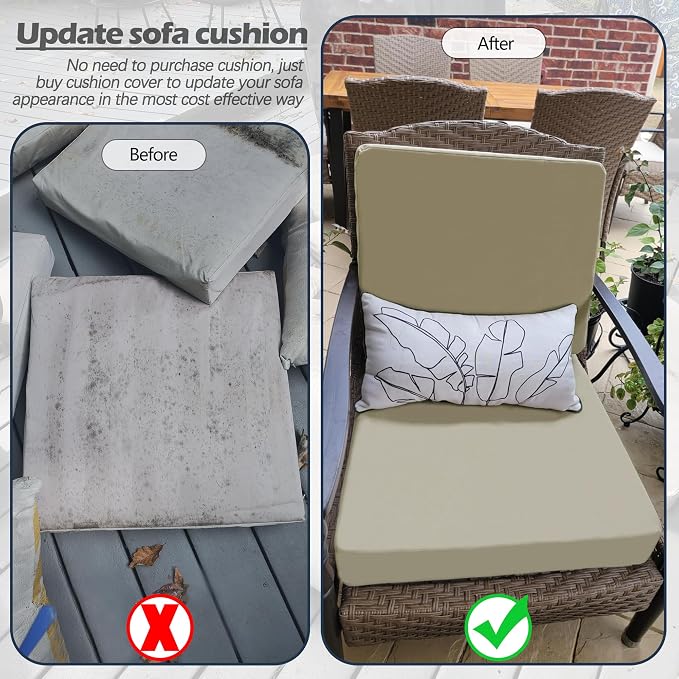Sqodok Patio Cushion Cover 24x24 inch, Outdoor Seat Cushion Slip Cover - Image 8