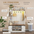 Hzuaneri 47.2" Hall Tree, LED Farmhouse Entryway Storage and Coat Rack Wood - Image 5