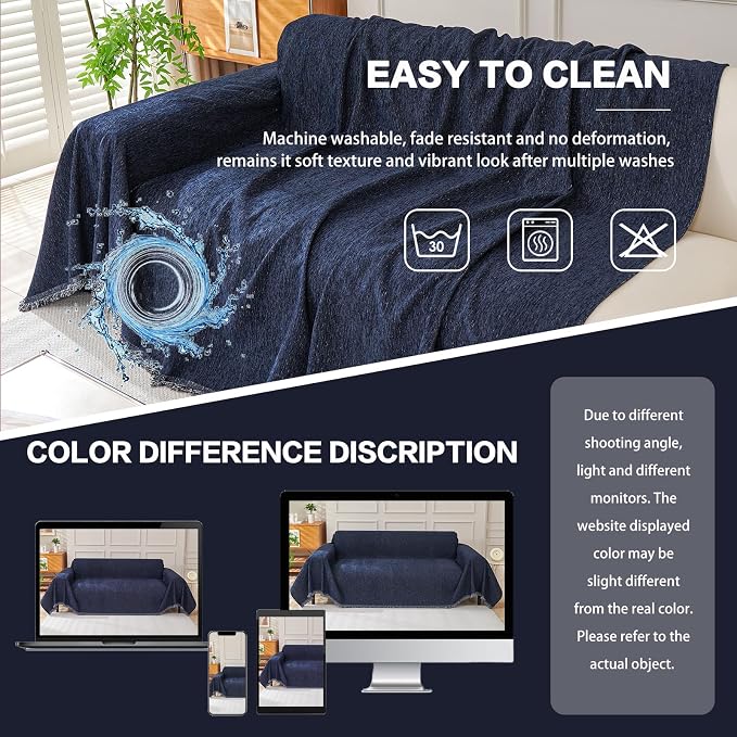 DREAMINGO Chenille Couch Cover Modern Solid Versatile Sofa Covers - Image 6