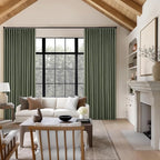 Olive Green Pinch Pleated Linen Blackout Curtains 90 Inch Long - Image 9