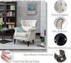 Mid Century Modern Accent Chair Upholstered Armchair Comfy Linen Fabric Single - Image 3