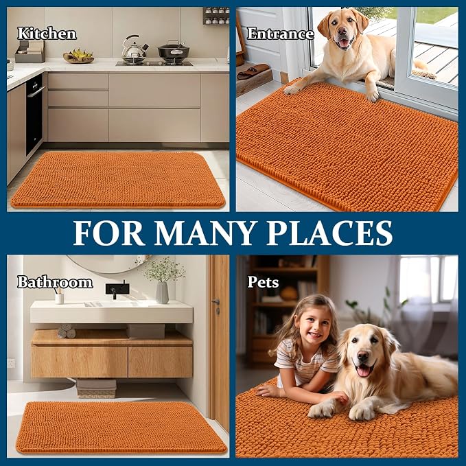 OLANLY Dog Door Mat for Muddy Paws 48x30, Super Absorbent Chenille Mud Mat | - Image 8