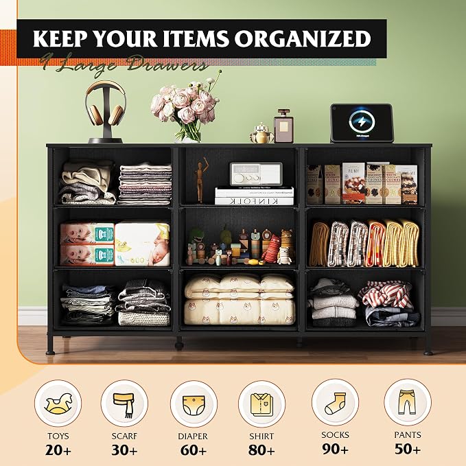 WLIVE 47''W Dresser for Bedroom, 55 inch TV, Wide Chest of Drawers - Image 7