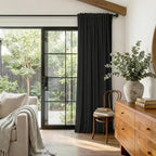 Linen Textured Total Blackout Sliding Door Curtains 90 Inches Long, Thermal - Image 5