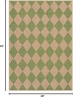 Lahome Checkered Easy Jute 5x7 Area Rug, Outdoor Patio Rugs Washable Green | - Image 2