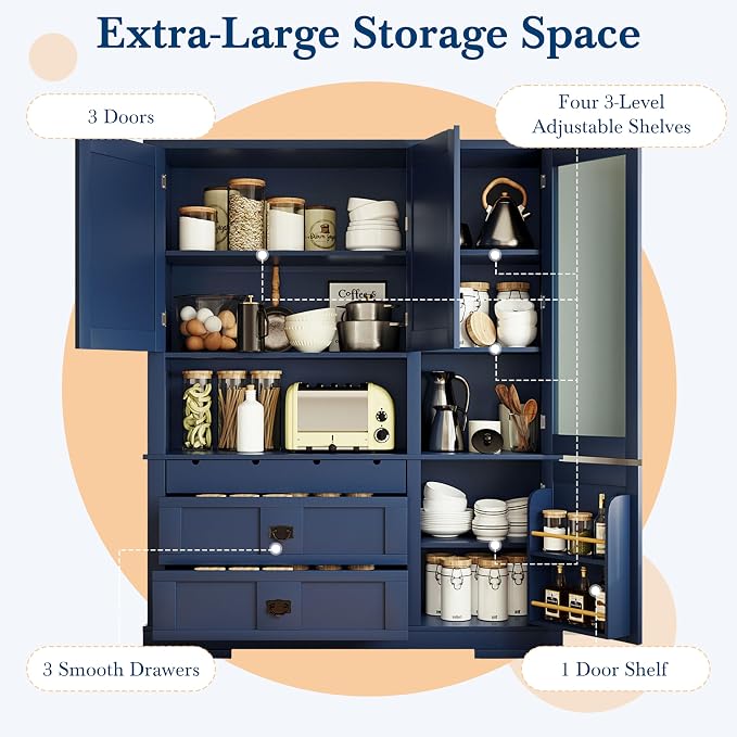 VilroCaz 78'' Tall Freestanding Kitchen Pantry - Image 4