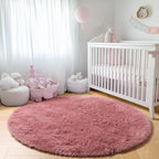 Blush Round Area Rugs 5ft, Soft Bedroom Circle Rug Mats - Image 8