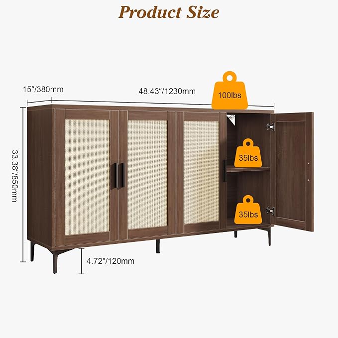 JASIWAY Buffet Cabinet with Storage, Modern Coffee Bar Cabinet Console Table - Image 2