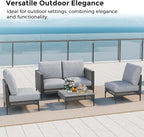 Jocoevol Outdoor Patio Sofa Conversation Set–Rattan 4 Seats Comfortable Couch - Image 8