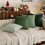 MIULEE Soft Corduroy Decorative Throw Pillow Covers Forest Green 22x22 | Set of - Image 8