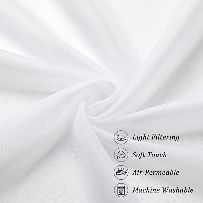Chyhomenyc Extra Long White Sheer Curtains 120 Inches Long 2 Panels | Voile - Image 9