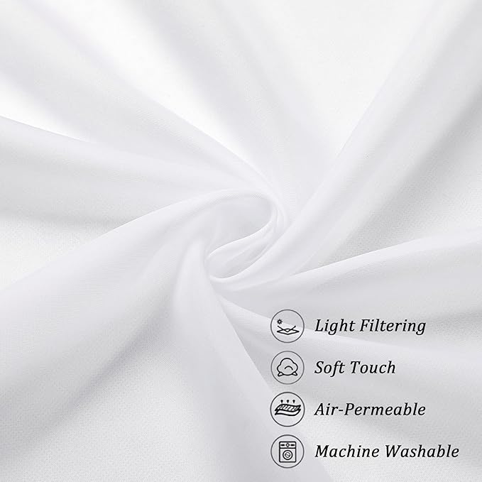 Chyhomenyc White Sheer Valance for Windows, 2 Pack | Light Filtering Voile Soft - Image 5
