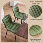 YOUNUOKE Mid-Century Modern Dining Chairs Set of 2, Olive Green Faux Leather - Image 8