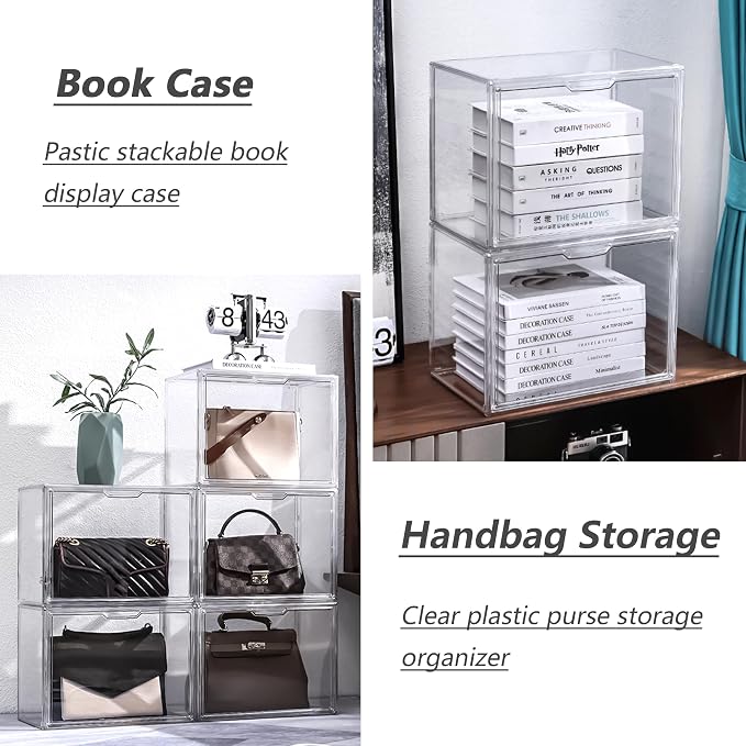 Clear Acrylic Display Case, Stackable Plastic Storage Bins - Image 4