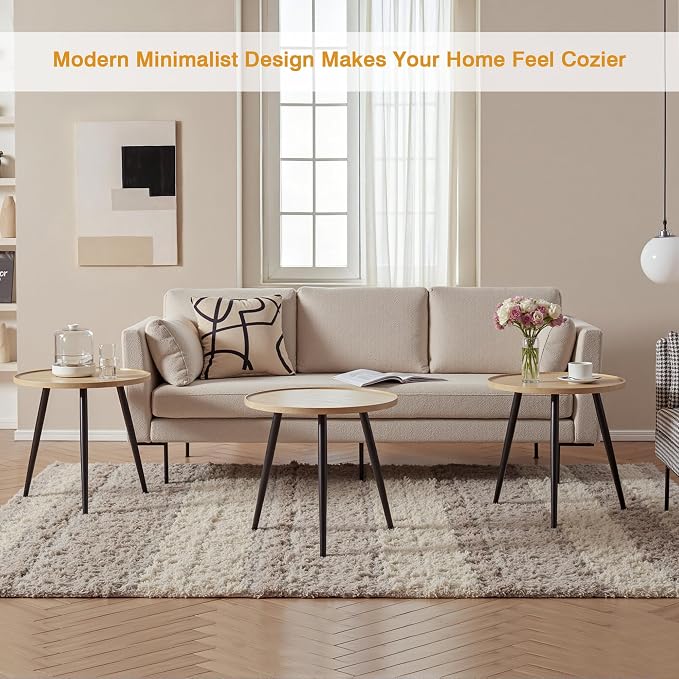 VECELO Modern Side Table, Round Small End Table, Exclusively Designed - Image 7