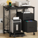 YAOHUOO Printer Stand with Power Outlet/Fabric Drawers, Printer Cabinet with by YAOHUOO