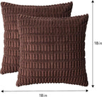 Pack of 2 Corduroy Decorative Throw Pillow Covers 18x18 Inch, Dark Brown | Fall - Image 4