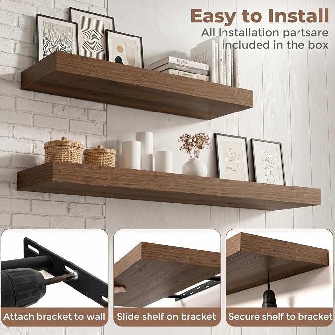 FLYJOE Floating Shelves for Wall, 40 Inch Floating Shelves Set of 2, Kitchen - Image 6