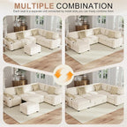 Hanherry Sectional Couch with Pull Out Sofa Bed, Chenille Sleeper Sofa with - Image 7