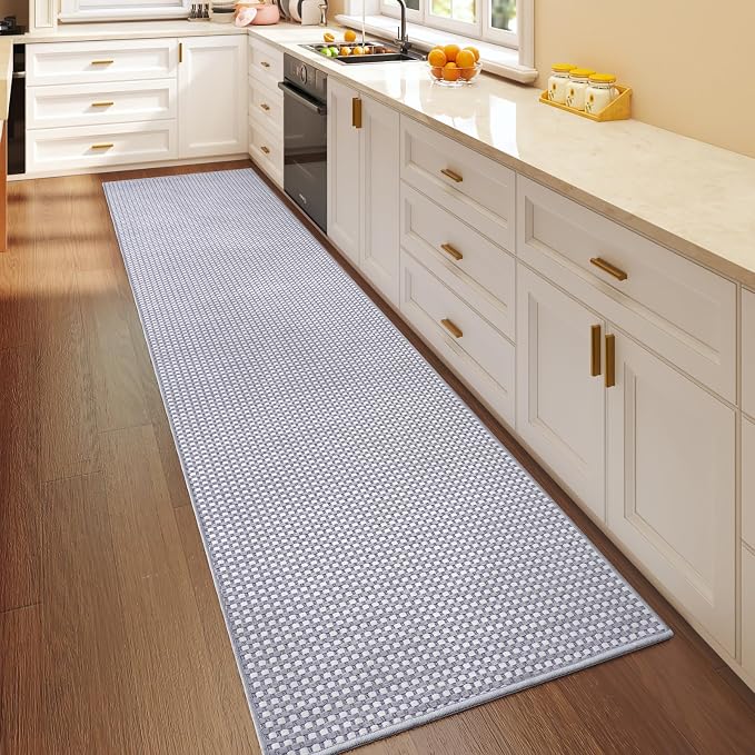 Hallway Runner Rug Extra Long Kitchen Runner Washable Gray 2x8 ft | Boho Woven - Image 3