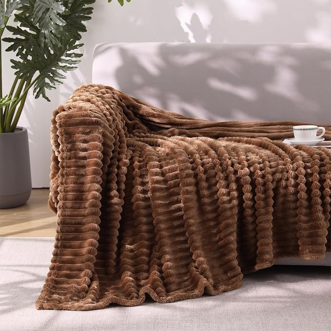 Brown Throw Blanket for Couch Sofa 60”x80” Striped Design - Image 3