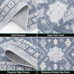HEBE Boho Kitchen Rugs Set of 3, Non Slip Washable Kitchen Mats - Image 4