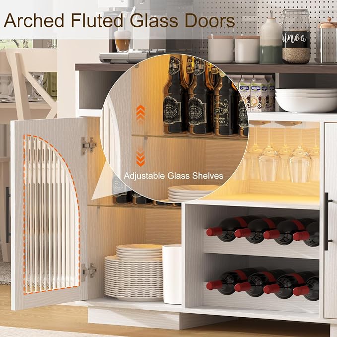 54" Coffee Bar Cabinet with Pegboard, Baskets & Movable Charging Station - Image 5