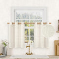 30 Inch Cafe Linen Curtains for Small Window, Cream Ivory Semi Sheer Light by LAMIT