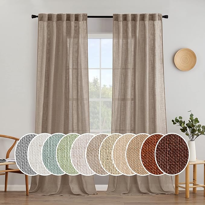 MIULEE Taupe Linen Curtains 52x96 Inch by MIULEE