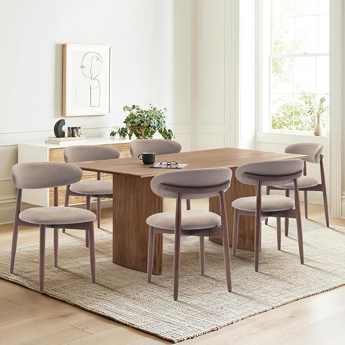 COLAMY Wooden Dining Chairs Set of 6, Modern Fabric Upholstered Kitchen Side by COLAMYHOME