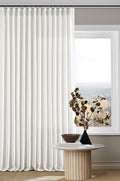 Off White Linen Pinch Pleated Curtains 80 Inches Long 2 Panels | Beige White by Twodrapes