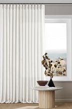 Beige White Pinch Pleated Linen Curtains 98 Inches Long 2 Panels | Light by Twodrapes