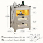 Farmhouse Night Stand with Gun Drawer, Bedside Table with Charger Station - Image 2