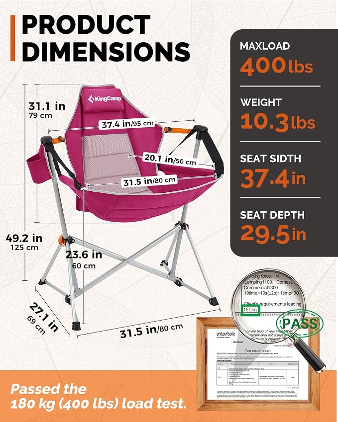 KingCamp Hammock Camping Chair, Swinging Portable Camp Chairs - Image 3