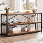 LVB Rustic Entryway Table, Industrial Extra Long Hallway Sofa Table, Wood Metal - Image 3