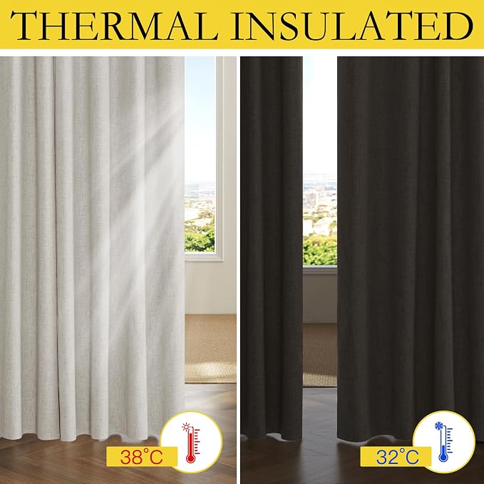 NICETOWN 100% Blackout Linen Curtains 90 inches Length - Image 6
