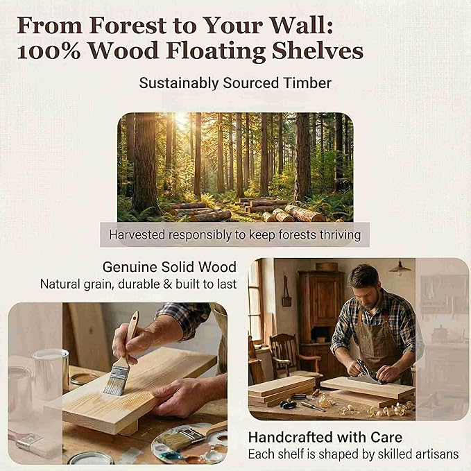 SAUMONIERES Floating Shelves Wall Shelf Solid Wood - Image 7
