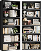 FOTOSOK 6-Tier Open Bookcase and Bookshelf Set of 2, Freestanding Display - Image 9