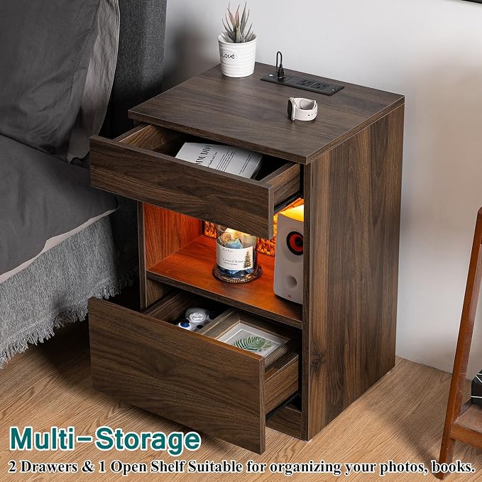 HOMMPA Set of 2 Open Shelf LED Nightstands - Image 4